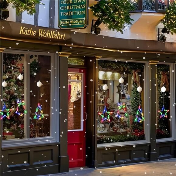 3Pcs Christmas Window Lights - Battery Powered LED Tree, Bell & Star Shaped - Picture 5 of 7